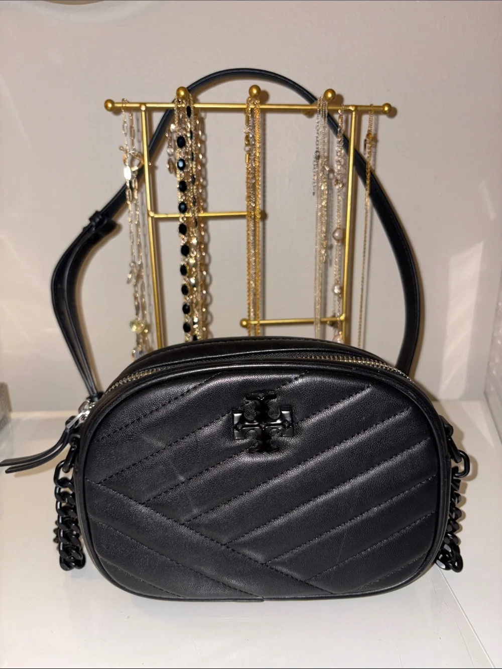 Tory Burch Black Quilted Leather Crossbody